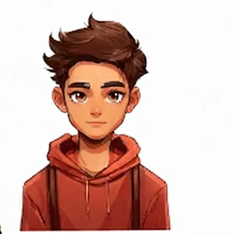 boy with brown hair and brown hoodie holding a white sign, jett from valorant, avatar image, concept art of single boy, , character portrait of me, portrait of a small character, cute character, style of kieran yanner, halfbody portrait, boy with neutral f...