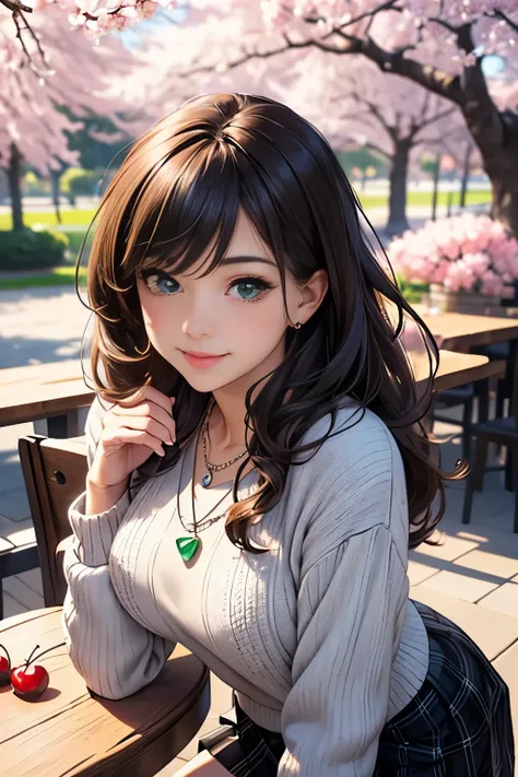 ((table top, highest quality, High resolution, nffsw, perfect pixel, written boundary depth, 4K, nffsw, nffsw))), 1 girl, single, alone, beautiful anime girl, beautiful art style, anime character, ((long hair, bangs, brown hair)), ((green eyes:1.4, round e...