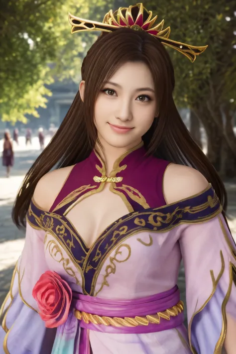 diaochan from sangoku musou 8,masterpiece、1 cute girl、17-year-old high school student、smile,fine eyes、puffy eyes、bright outdoors...