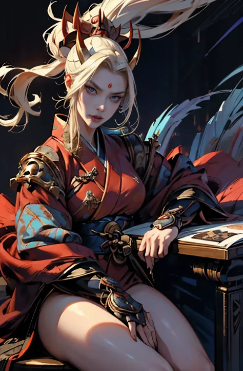 Krenz Key Art Feminine, highly detailed art germ, Ruan Jia and Artgerm, Onmyoji detailed art, beautiful character drawings, Loss Draw Sakimimi-chan, Artjam and Luan Jia, magnificent exquisite character art, lady in red armor, by Jan J., beautiful female sa...