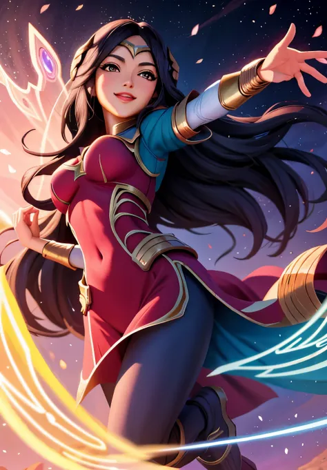 irelia, Sonrisa afectada, session,, (magical, magnificent, obra maestra:1.3)