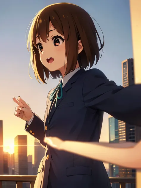 1girl, (((masterpiece))), top-quality, top-quality, high details, hirasawa yui, 1girl, sakuragaoka high school uniform, student ...