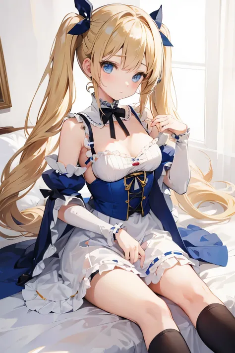 blonde blue eyes、Lolita、small breasts、twin tails