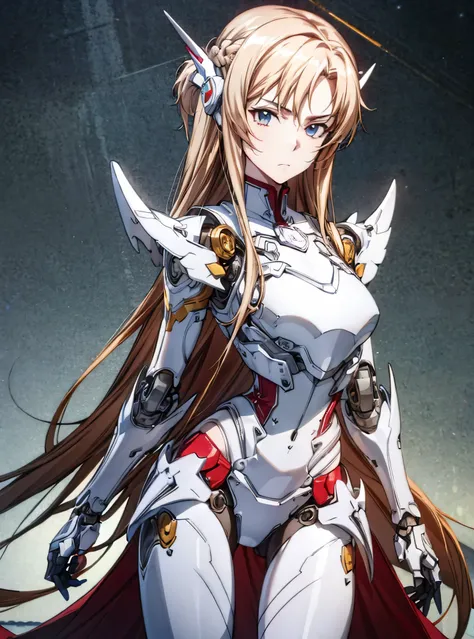 highest quality、unity 8k wallpaper、32K、masterpiece、Super detailed、ultra high resolution、ultra high resolution、android yuuki asuna、Blood Alliance Knight、Androidization、robot girl、red and white armor and dress、mechanical limbs、thigh、chest、mecha musume、mechan...