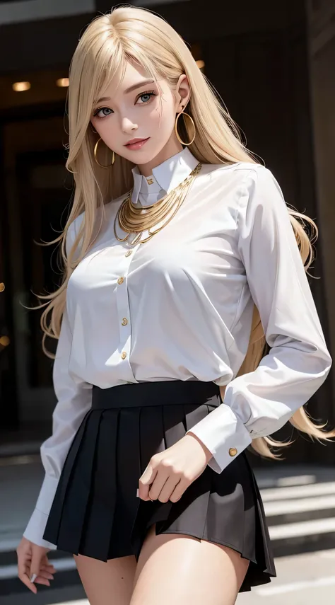 European and American women, Fashion Model, Glamour, blonde hair, With bangs、brown eyes, 8K, high quality, masterpiece, 最high quality, HD, very detailed、voluminous lighting, photorealistic、((Super long blonde hair:1.2))((Hair with loose waves inside:1.2)),...