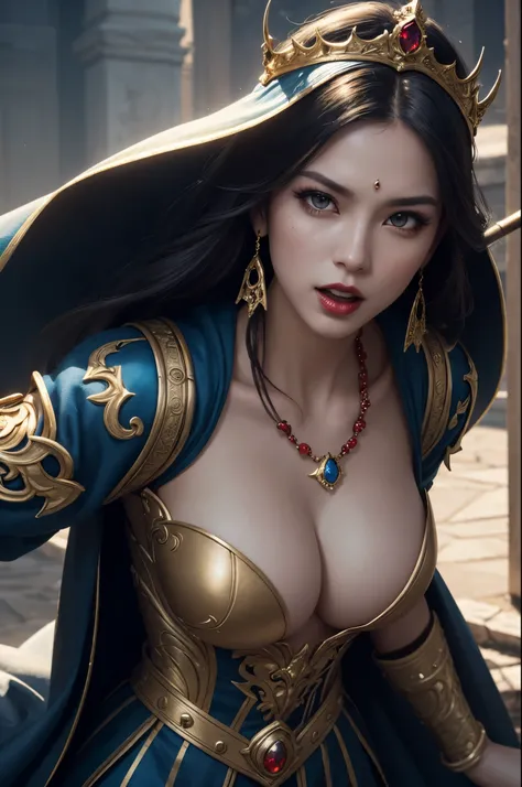 8K,very big breasts,long white hair,Close-up of a woman wearing a white evil god costume holding a divine staff, beautiful fantasy empress, ((beautiful fantasy empress)), glamorous.very high detail, extremely detailed , up to the model | types of bacteria,...