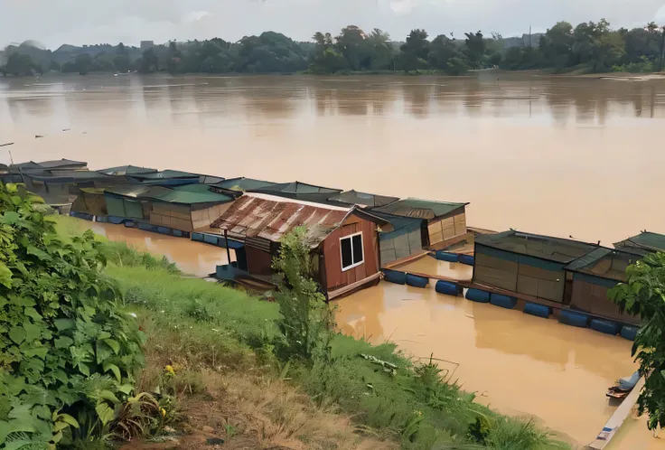 River cage fish in Malaysia, photo taken in 2 0 2 0, the river is flowing its way, Facebook post, peaceful environment, photo taken in 2018, flooded fishing village, subsiding floodwaters, taken in the early 2020s, taken in 2 0 2 0, flood, ❤🔥🍄🌪