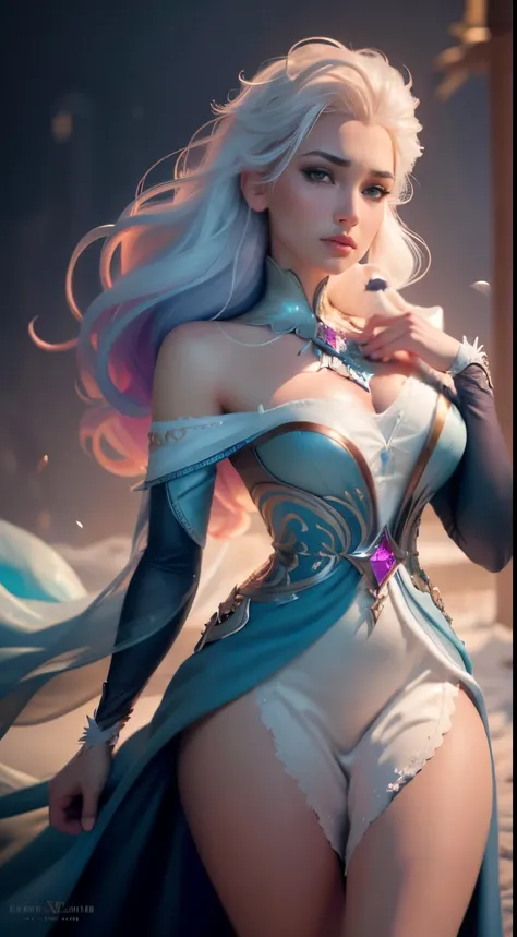 (elsa frozen-rose quartz SU mezclando modelos .) (ultra FUSIÓN) Highly detailed CG unity 8k wallpaper, style shot, complex, high detail, dramatic, highest quality movie still image, very detailed, masterpiece, best quality, character design, Elsa, Elsa fro...