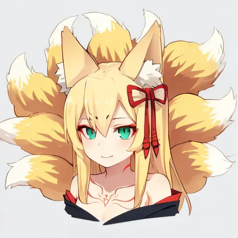 blonde hair,fox ears,fox tails