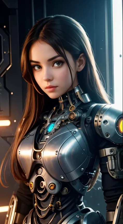 a cute steampunk cyborg girl vs a cute cybernetic futuristic cyborg girl face to face