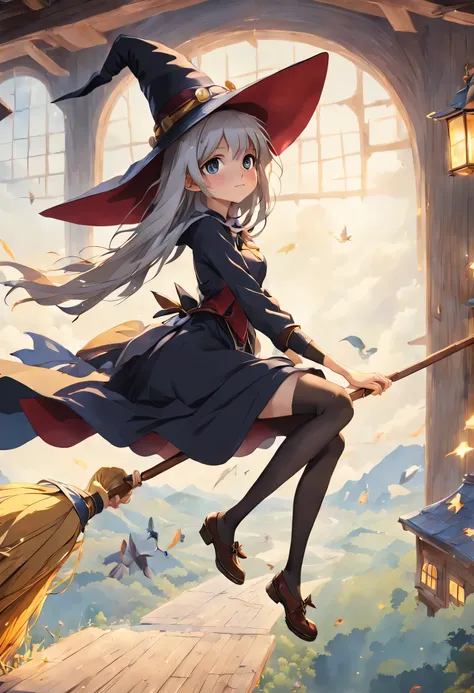 kirisame marisa, (masterpiece, highest quality:1.2),1 girl,perfect face,cute, ((((flying witch))),((Ride a broom)),broom flight,Straddling the broom,anatomically correct,masterpiece,highest quality,最高masterpiece,8K,,Wind,fantasy,,wonderful,, Mysterious, at...