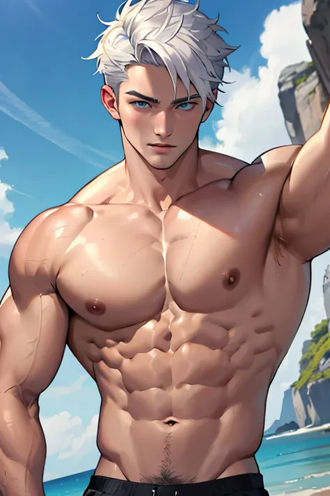 ((best quality)), ((Masterpiece)), (details), perfect face,high definition,Masterpiece,4k,detailsชัดเจน,,,หน้าhandsome,white skin,perfect body,male body,Strong muscles,wavy abdominal muscles,Abs,blue eyes,white skin,ผู้ชายhandsomeที่สุดในโลก,handsome,,The ...