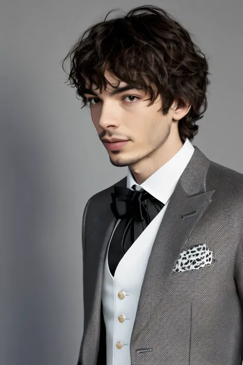 Creating a 3D image of actor Devon Bostick., as three-dimensional as possible, Wearing a Venetian mask. La imagen debe mostrar el cuerpo completo., con el actor vestido con un traje formal blanco y negro. The performance must capture the actor&#39;s distin...