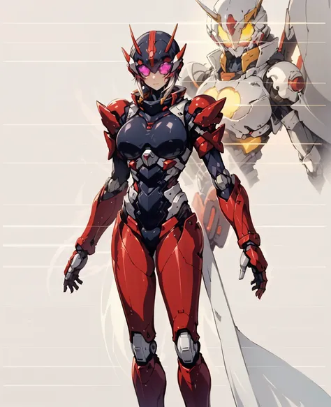 A woman adorned in fantasy-style full-body armor, a crown-concept fully enclosed helmet that unveils only her eyes, a composite layered chest plate, fully encompassing shoulder and hand guards, a lightweight waist armor, form-fitting shin guards, the overa...