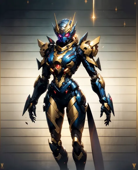 A woman adorned in fantasy-style full-body armor, a crown-concept fully enclosed helmet that unveils only her eyes, a composite layered chest plate, fully encompassing shoulder and hand guards, a lightweight waist armor, form-fitting shin guards, the overa...