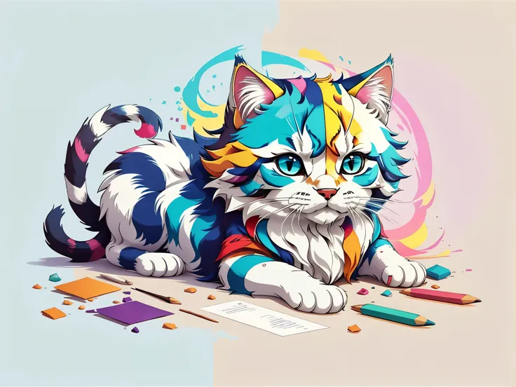 lobo, papel acolchoado multidimensional, arte, Chibi,
Yang08k, Lindo, colorida,
obras-primas, maximum quality, melhor qualidade, arte oficiale, Lindo and aesthetic, Single clean, e com um gato,