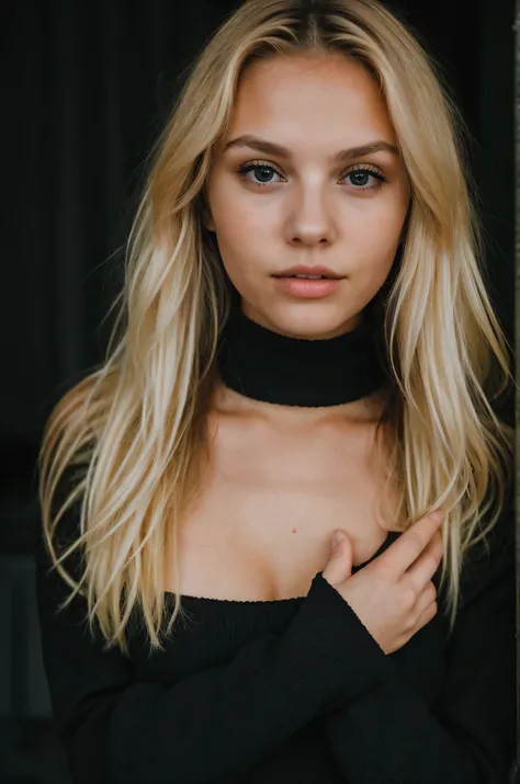 super cute blonde woman in dark theme