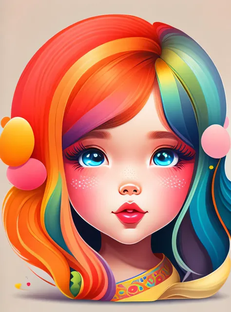 the colorida abstract of cute girl, (colorida,altamente detalhado,arte vetorial)