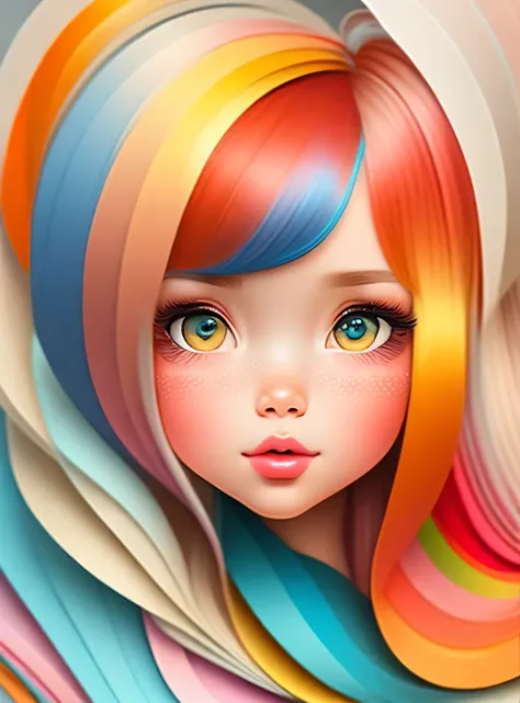 the colorida abstract of cute girl, (colorida,altamente detalhado,arte vetorial)