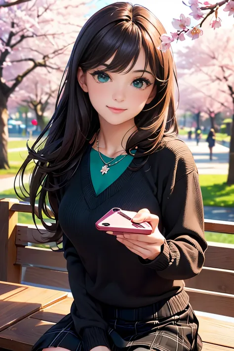 ((table top, highest quality, High resolution, nffsw, perfect pixel, written boundary depth, 4K, nffsw, nffsw))), 1 girl, single, alone, beautiful anime girl, beautiful art style, anime character, ((long hair, bangs, brown hair)), ((green eyes:1.4, round e...