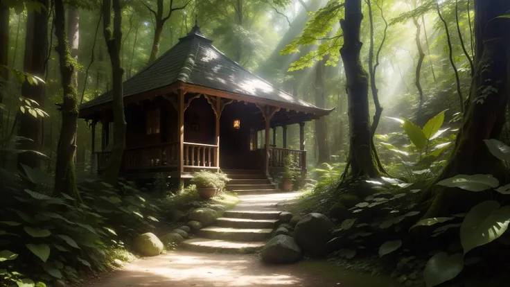 Enchanted Forest Retreat:
Step into a world of wonder as you find yourself amidst an enchanting forest. Sunlight filters through the dense canopy, casting dappled shadows on the forest floor. Vibrant wildflowers bloom alongside the path, while a sense of s...