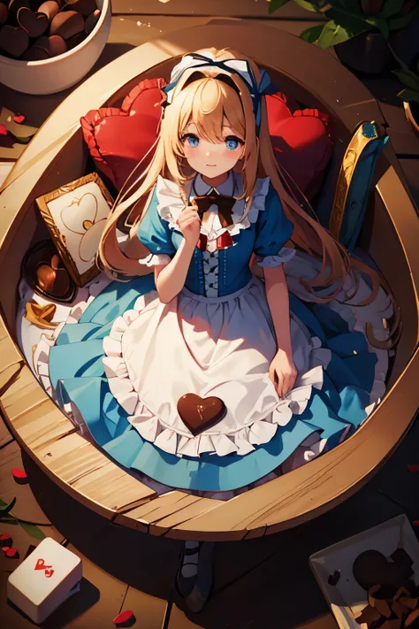 4K image,high resolution,Super beautiful illustration,Alice in Wonderland,Valentine,chocolate