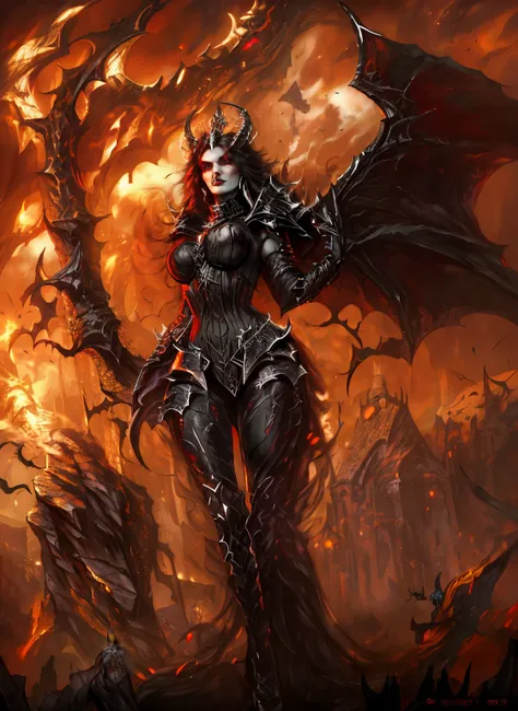 arafed woman in a black outfit with horns and a dragon, succubus | medieval, dark fantasy style art, in style of dark fantasy ar...