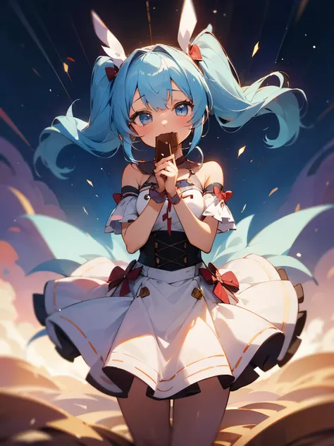 Valentine chocolate making handmade chocolate present girl twintails light blue hair cute