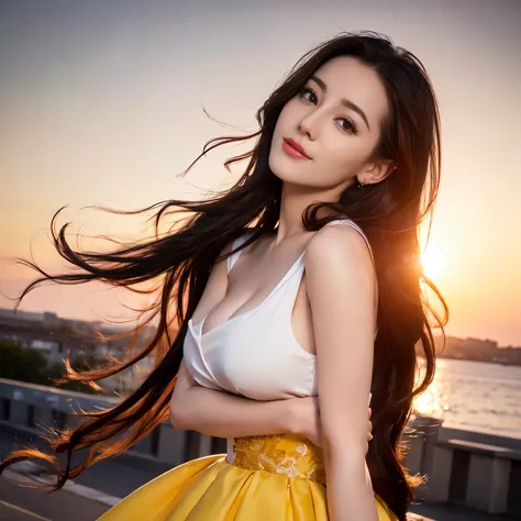 ((top quality、8k、​Masterpiece:1.3))、Extremely delicate and beautiful girl，realistically，Extremely ridiculous，Abstractionism，full-body shot，catch，Extra detailed body，Port wind，，flowing hair，light brown hair，viton hair，beautiful fine hair，Exquisite and beaut...