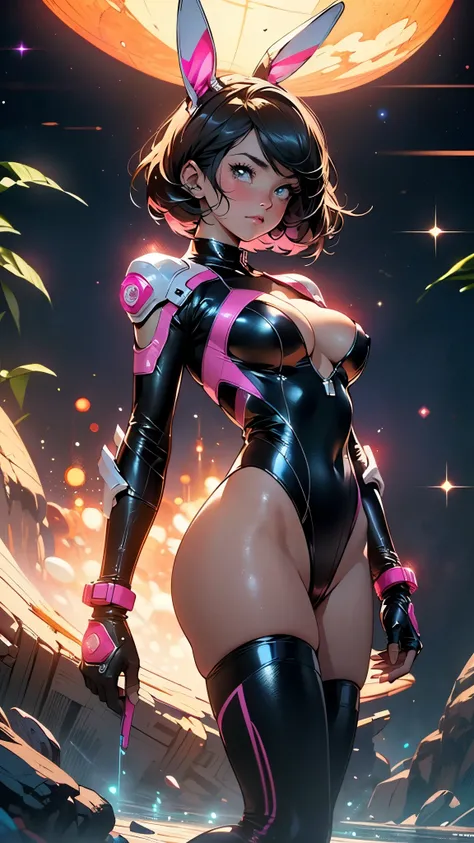 cute bunny girl,(((1girl))),((bunny girl with extremely cute and beautiful black hair)),(((bunny girl,anthro furry cute,bunny-girl,bunny ears,bunny ears on head,big bunny ears))),


(large breasts:1.4),saggy breasts,(((black hair:1.35,colored inner hair,ea...