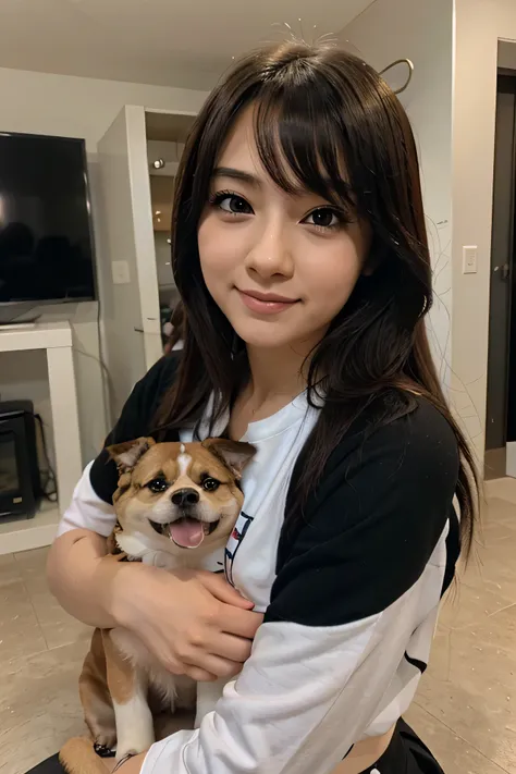 anime girl with cute dog