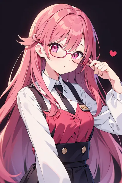 ojksfijsifjaejaej,seamasopfkoapsmfpoafmopamfoa, red hair, wearing glasses, akjdioajksodkawoekwoaekoawkeao, pink eyes, long hair, 9qieqei903u80924u823