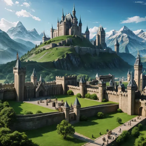 Elven City, Huge Castle, Surrounding with Natural Fortress, Lord Of The Rings Theme, Sci Fi Concept City