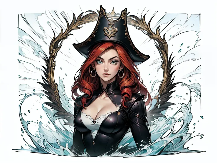 (obra de arte, maximum quality, melhor qualidade, arte oficial, beautiful and aesthetic:1.2), (1 garota:1.4), extremamente detalhado, miss fortune, sexy, corpo todo, pose sexy, quase nu, with pirate hat, navio pirata