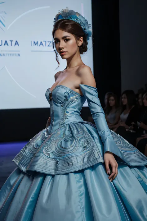 un primer plano de una mujer, Alta costura fashion, Futuristic and ethereal, Alta costura, high fashion Alta costura, Haute couture fantasy,  anthropological ingredients, exteriores, Alta costura, modelo de moda de vanguardia, Cabello elaborado desgastado,...