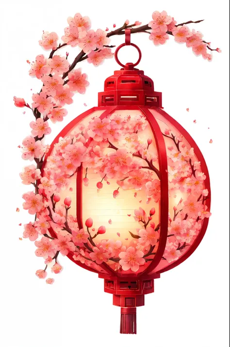 lantern,bare tree,branch,cherry blossoms,daisy,egasumi,floral background,floral print,flower,flower \(symbol\),hanami,lily \(flo...