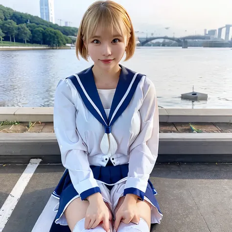 blonde、sailor suit、knee socks