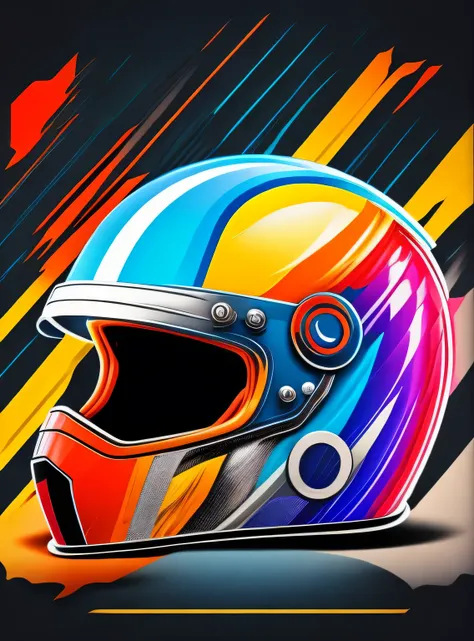 the colorida abstract of motorcycle helm, fundo de itens de garagem, (colorida,altamente detalhado,arte vetorial)