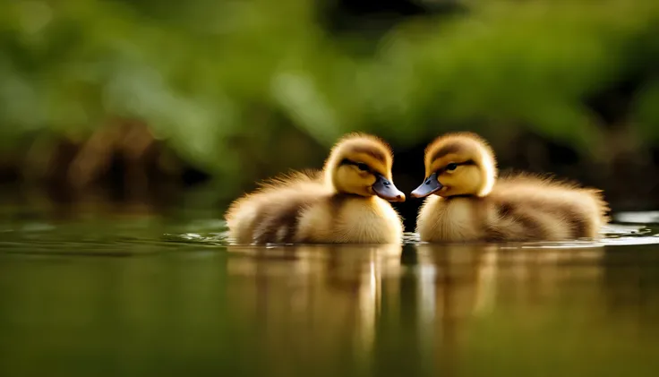 Hatching Ducklings: Imagine a heartwarming scene where a cluster of adorable ducklings emerges from their eggs, their fluffy bodies basking in the sunlight. The protective mother looks on as they tentatively explore their surroundings.