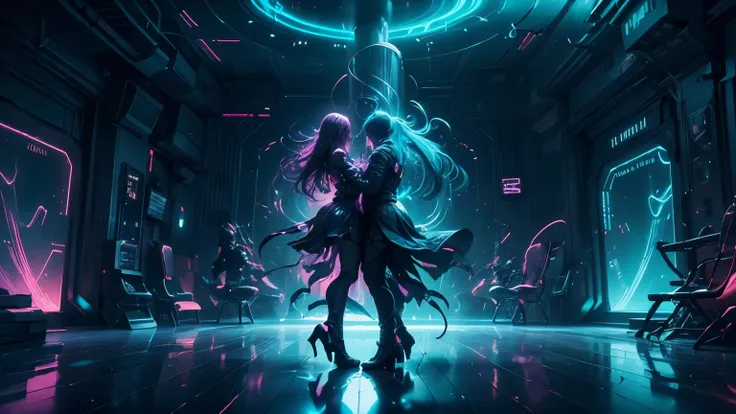 (best quality,4k,8k,highres,masterpiece:1.2),vibrant neon lights,futuristic club scene,energetic and dynamic atmosphere,dancing figures in shadows,sinister and mysterious vibes,colorful and vivid colors,surreal lighting effects,glowing signs and reflection...