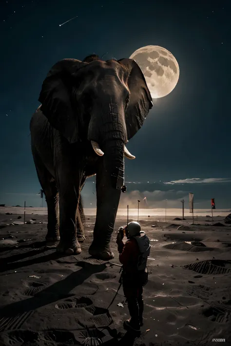 generate the image of the elephant on the moon