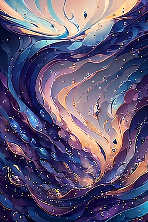 Create a high-resolution, 8K stereoscopic image with an ar16:9 aspect ratio. The image should showcase abstract figures that defy conventional shapes and forms, blending intricately with their surroundings. Vibrant and exquisite colors dance together in th...