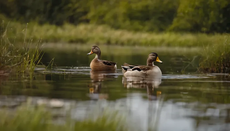 Adaptability: Visualize different habitats, from ponds to rivers and coastal areas, showcasing ducks adaptability. Show them navigating various environments, underscoring their ability to thrive in diverse conditions.