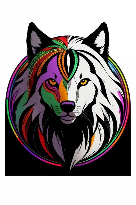 Wolf logoum logotipo para uma loja de marca, Africa globe ,Africa globe em forma de um homem com rasta , african pattern gloss photographic illustration graphic, preto e branco, fundo branco, linha fina de tinta estilizada, vetor, bright african hair patte...