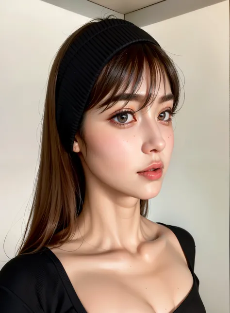 a close up of a woman with a black top and a black headband, kawaii realistic portrait, realistic young anime girl, realistic anime 3 d style, gorgeous young korean woman, young adorable korean face, korean girl, realistic anime face, anime realism style, ...