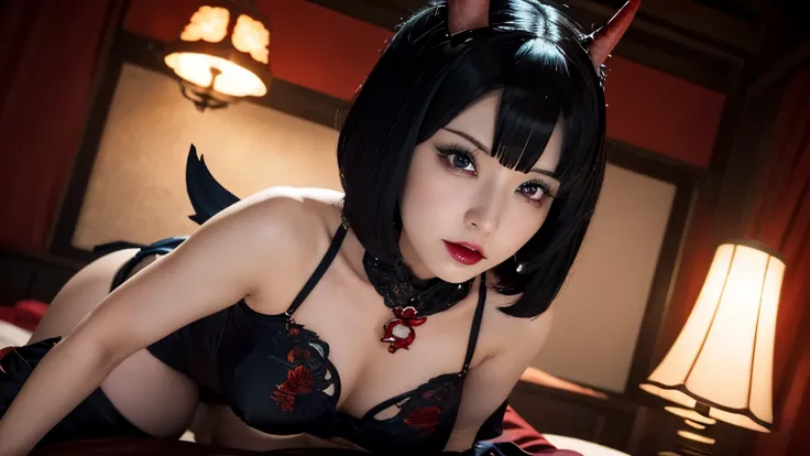 Shuten douji, Fate, Short Hair, Black Hair, Sexy, Submission, Room, Romantic, High Details, High Resolution, 4K, Ultra HD