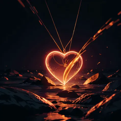 An illustration of a heart that is shininng in the dark