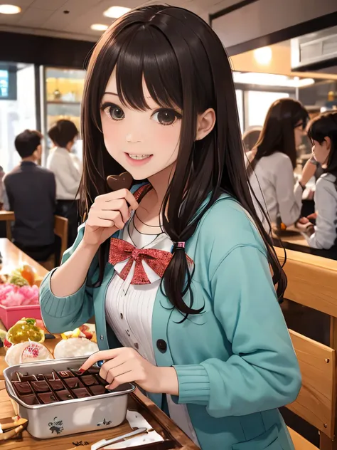 highest quality、High resolution、detailed background、beautiful and detailed face、beautiful and smooth skin、skin texture、professional lighting、Beautiful teenage girl、cute hairstyle、sailor suit、
that is common to make homemade chocolates on Valentine&#39;s Da...