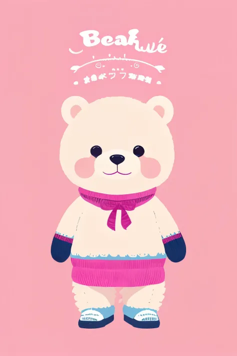 Bear　cute　An illustration　pink　mascot　teddy bear　beast　animal