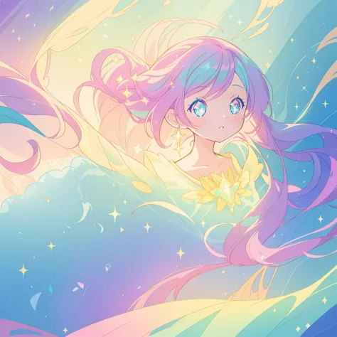 beautiful anime girl in colorful liquid dress, (((sparkling))), aqua mint blue and purple colors, vibrant pastel colors, (colorful), magical lights, sparkling lines of light, inspired by Glen Keane, inspired by Lois van Baarle, disney art style, by Lois va...